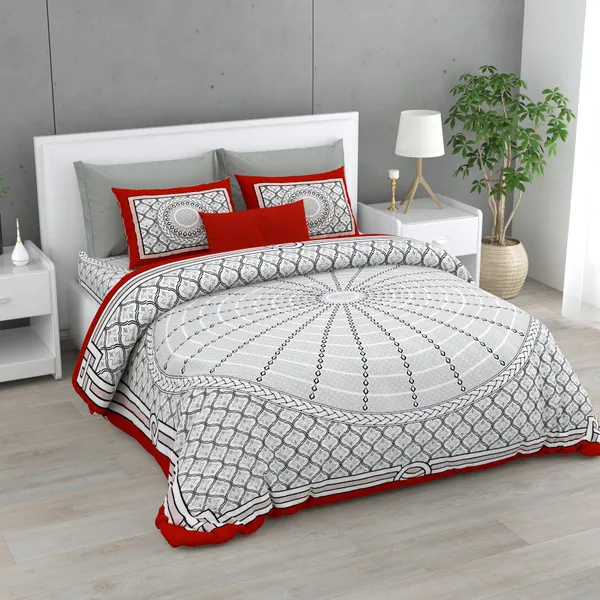 Red_Cotton_Majestic_Mandala_Luxe_Double_Bedsheet_With_Pillow_Cover_100_X_108_Cm